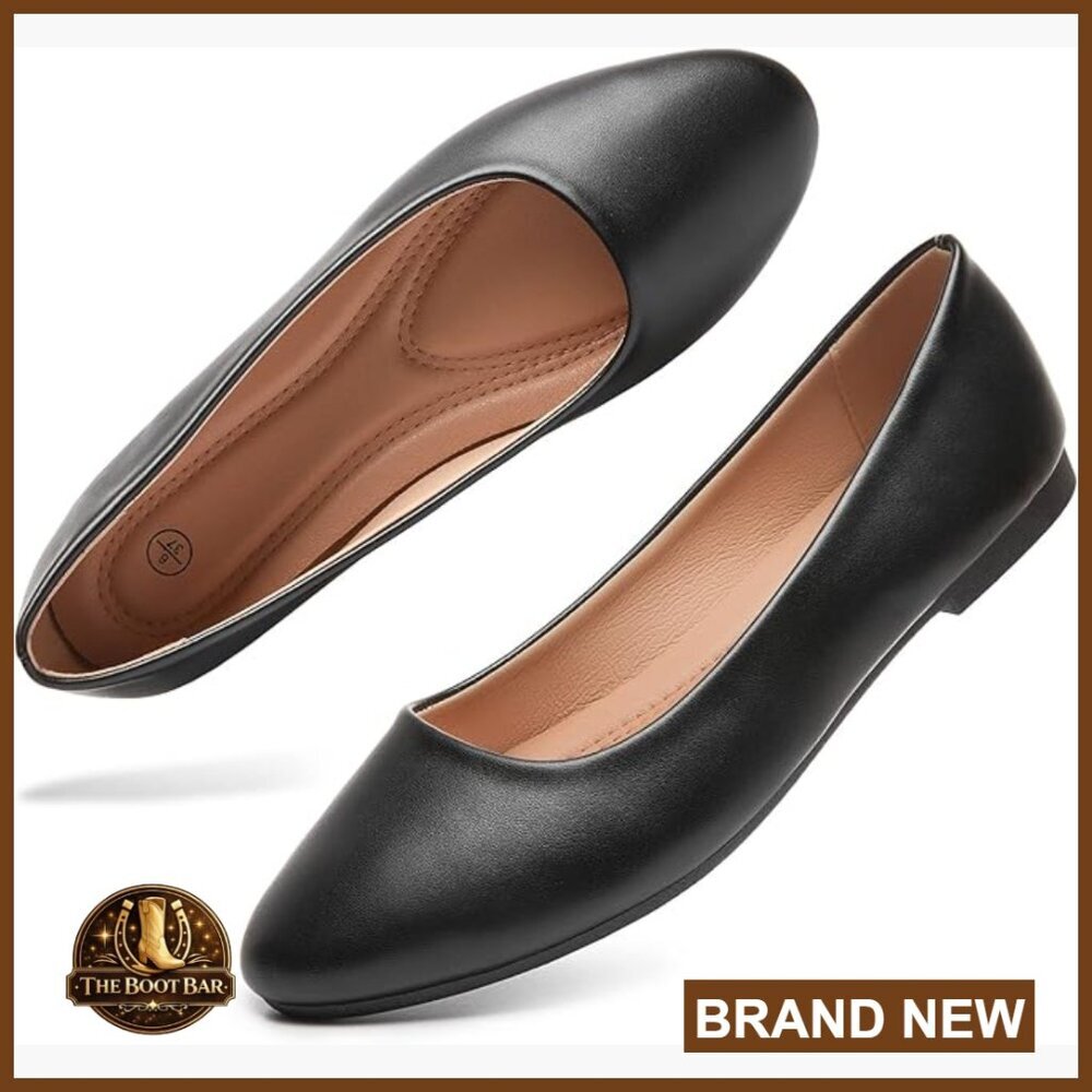 Women's PU Leather Slip On Ballet Flats Comfortable Dress Shoes